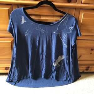 ❤️ American eagle blue and white flowy top - large